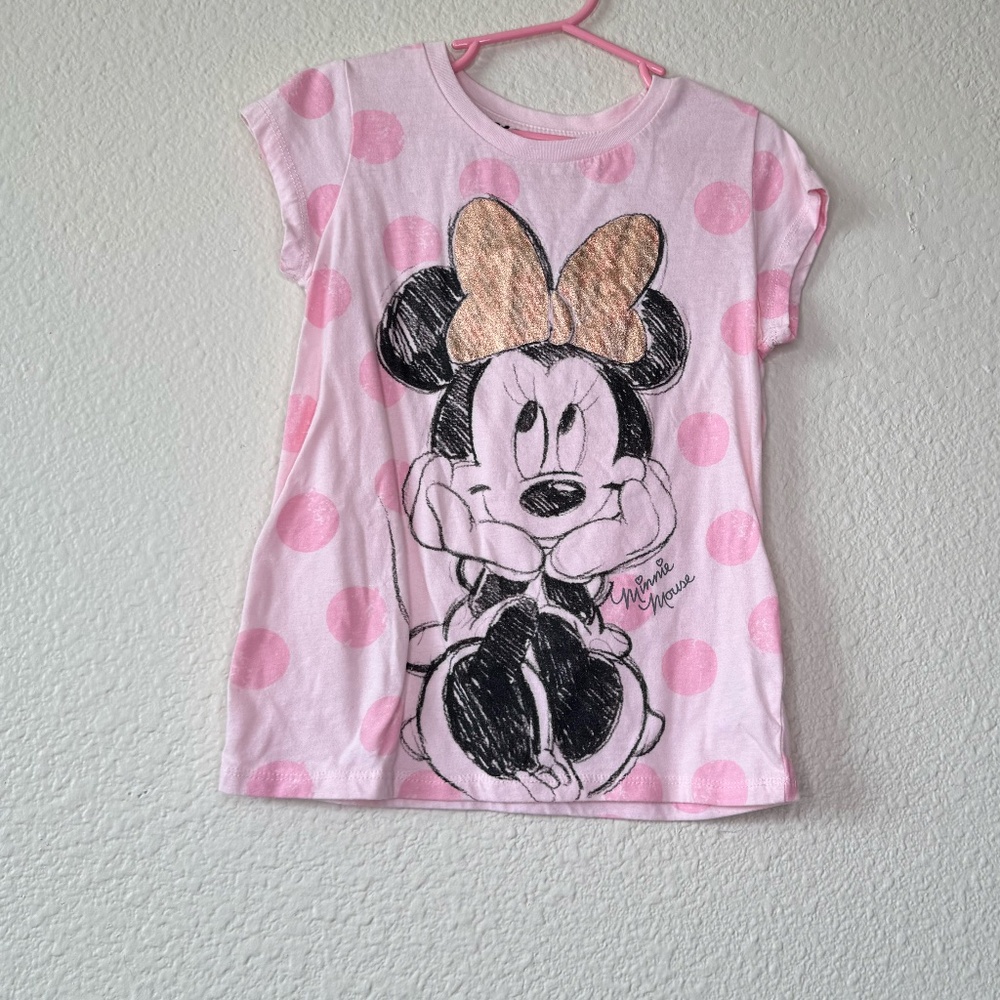 Disney Minnie Mouse T-Shirt Pink With Pink Polkadots